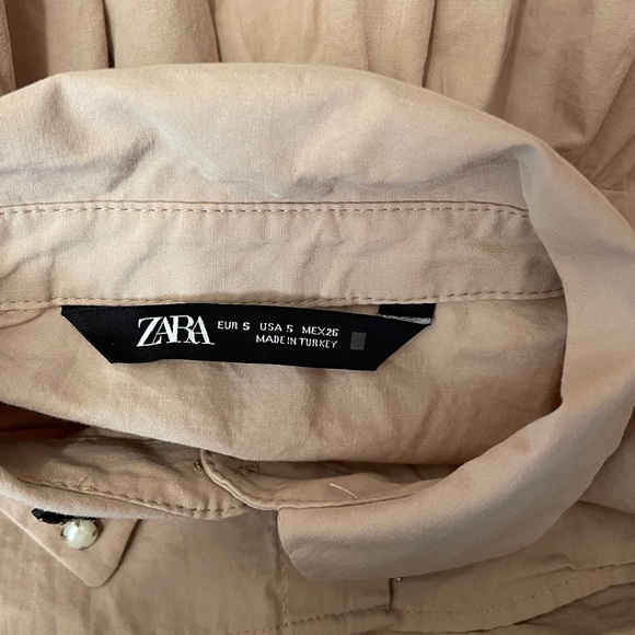 Zara Beige Button-Up Blouse - Picture 2 of 4